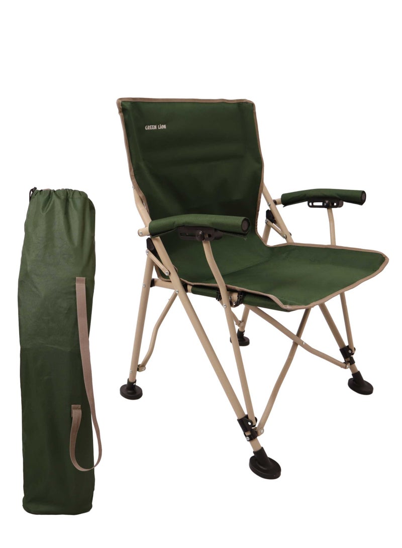 جرين ليون كرسي تخييم محمول، كرسي قابل للطي متعدد الاستخدامات، حقيبة حمل، جيب لحمل الزجاجات، مقعد قابل للطي للصيد والشاطئ والسفر، إطار فولاذي قوي، قماش أكسفورد، خفيف الوزن، سهل الحمل للاستخدام في الهواء الطلق، النزهات، والمشي - Image 1